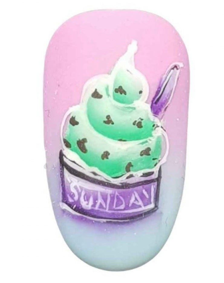 One Stroke Nail Art - Ice Cream Dream-Rebecca Isacc